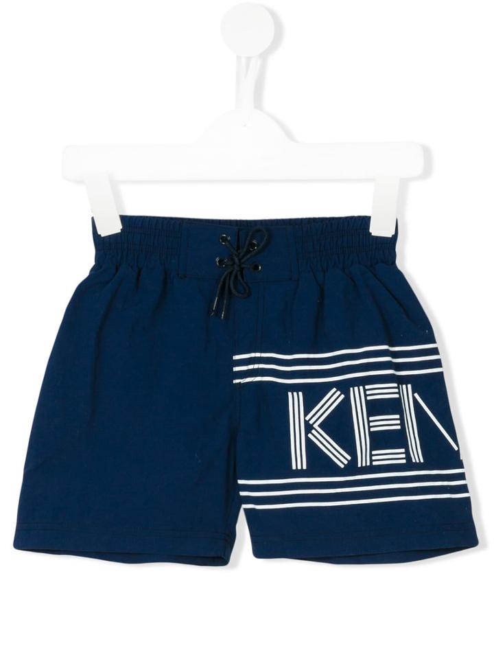 Kenzo Kids - Logo Print Swim Shorts - Kids - Polyamide-8 - 12 Yrs, Blue