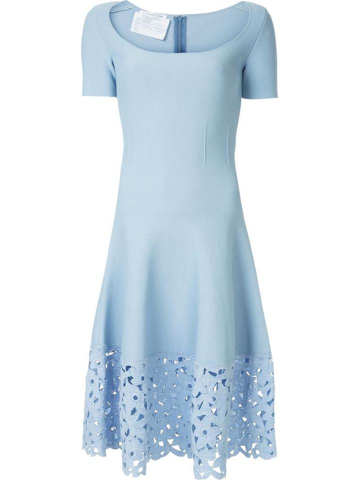 Oscar De La Renta Lace Hem Dress - Blue