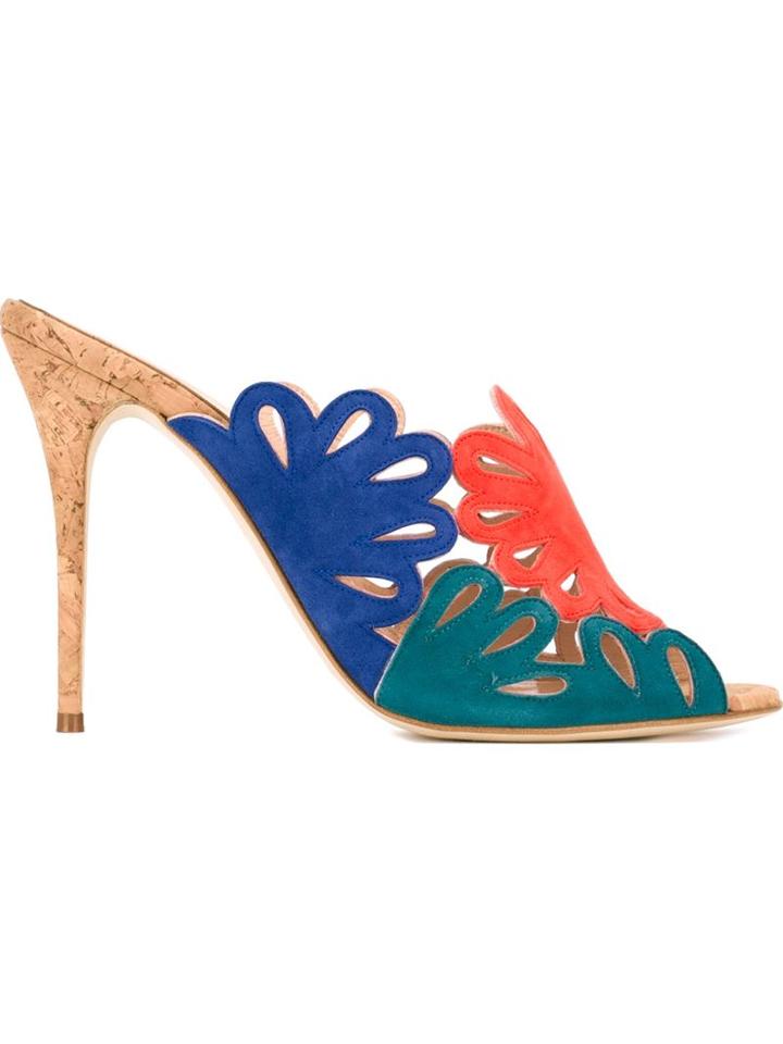 Oscar De La Renta Cut-out Panels Stiletto Mules
