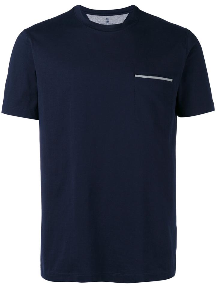 Brunello Cucinelli Front Pocket T-shirt, Men's, Size: Medium, Blue, Cotton