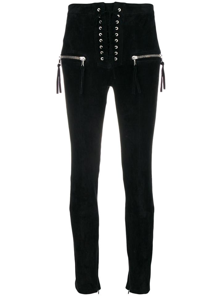 Unravel Project Lace-up High Waist Trousers - Black