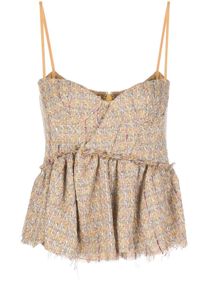 Brock Collection Tweed Peplum-hem Bustier Top - Neutrals