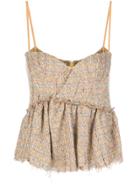 Brock Collection Tweed Peplum-hem Bustier Top - Neutrals