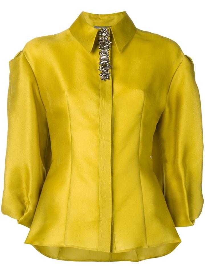 Alberta Ferretti Crystal Detail Blouse - Yellow & Orange