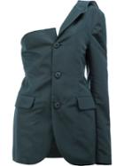 Moohong Asymmetric Buttoned Blazer, Women's, Size: 36, Green, Silk/cotton