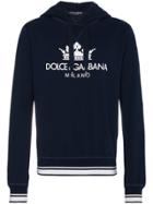 Dolce & Gabbana Logo Print Cotton Hoodie - Blue