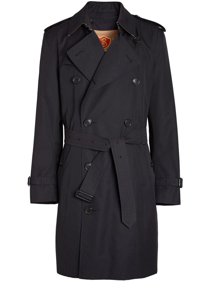 Burberry Cotton Gabardine Trench Coat With Warmer - Blue