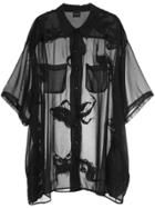 Ikumi Embellished Sheer Mid-length Shirt - Black