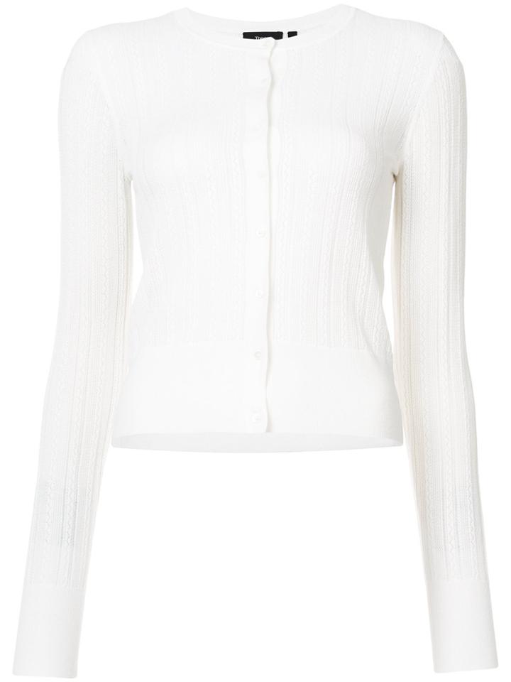Theory Ribbed Cardigan - White