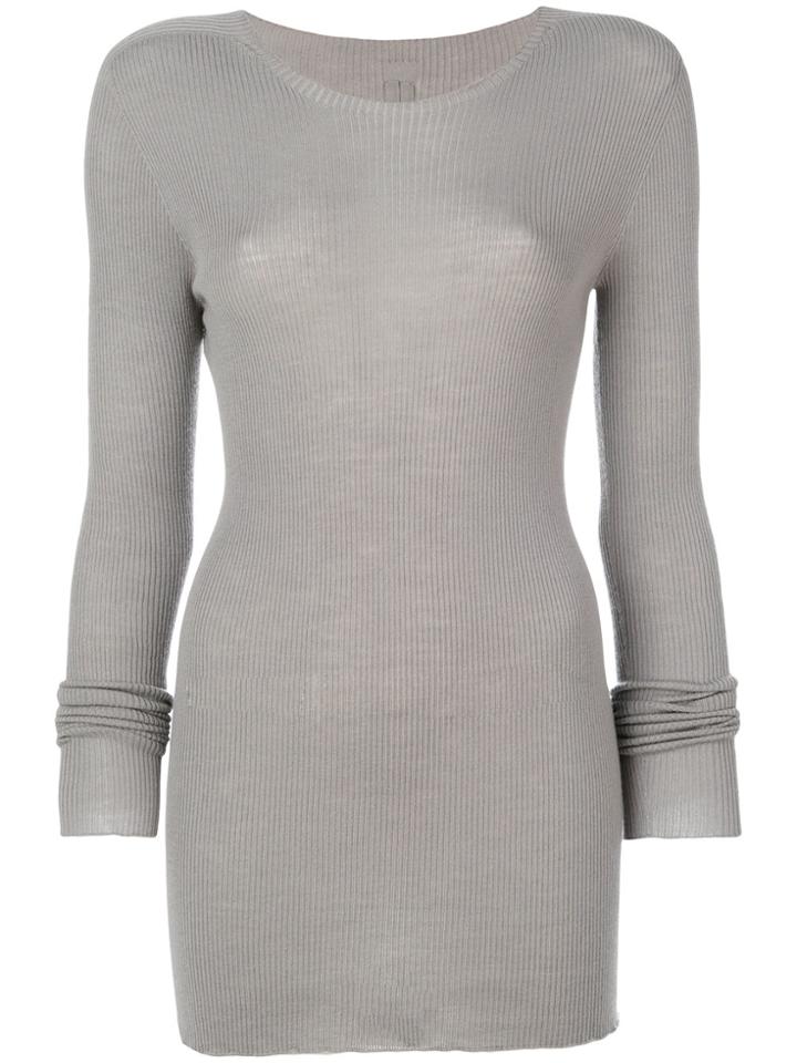 Rick Owens Ribbed Round Neck Sweater - Grey
