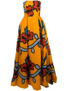Carolina Herrera Floral Strapless Gown - Yellow