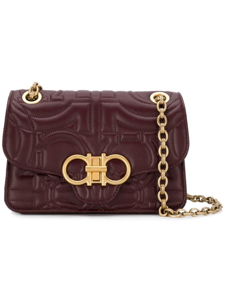 Salvatore Ferragamo Quilted Gancini Flap Cross-body Bag - Red
