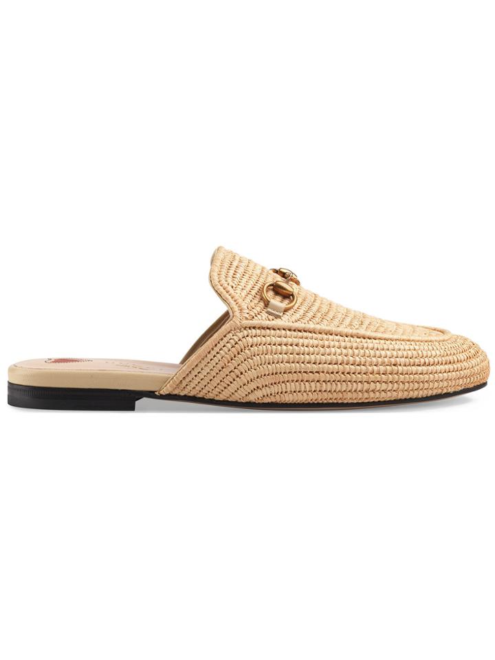 Gucci Princetown Raffia Slippers - Nude & Neutrals