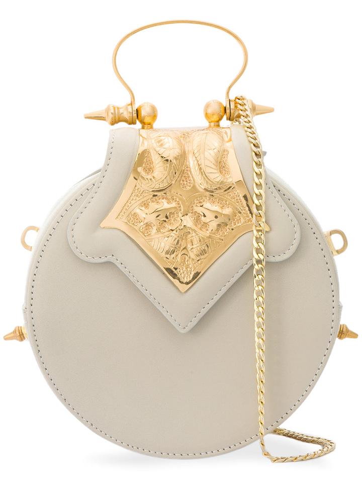 Okhtein - Mini Dome Clutch Bag - Women - Leather/brass - One Size, Grey, Leather/brass