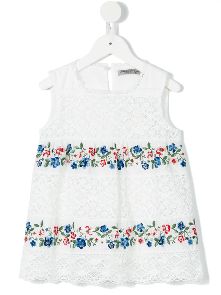 Ermanno Scervino Junior - Floral Emboidered Crochet Top - Kids - Cotton/polyester - 6 Yrs, Girl's, White