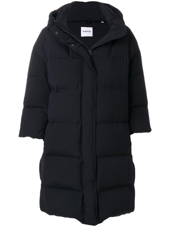 Aspesi Padded Three Quarter Sleeves Coat - Black