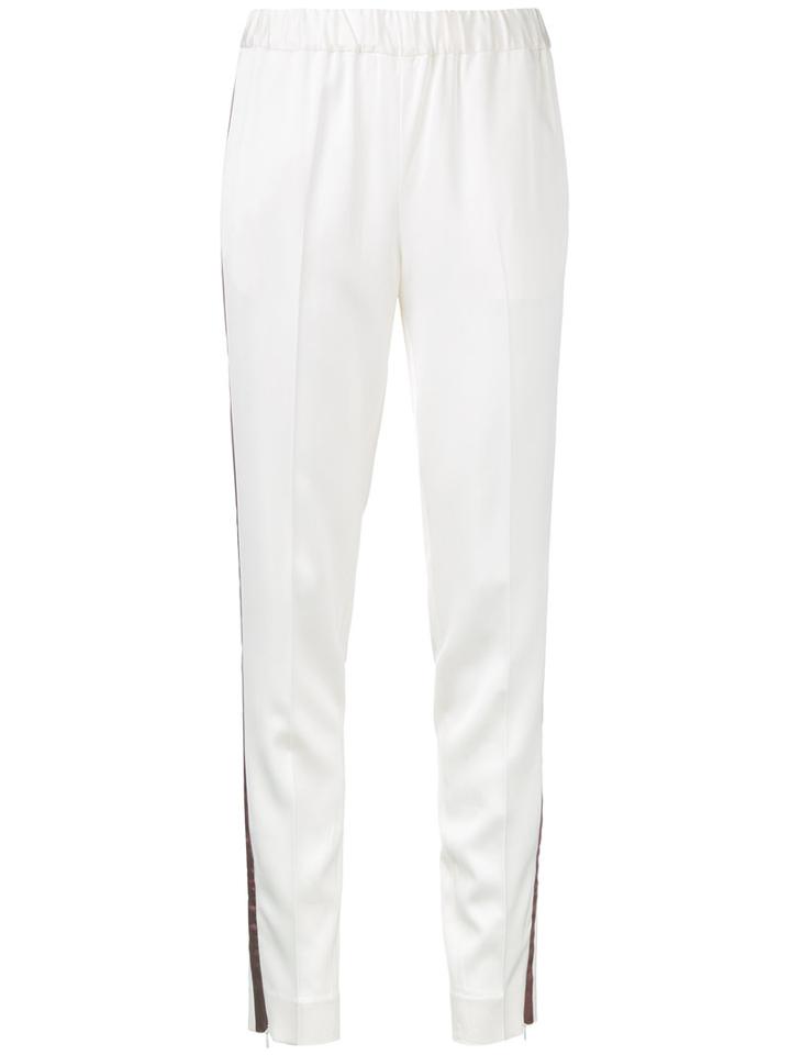08sircus Striped Trim Pants, Women's, Size: 36, White, Rayon/triacetate/polyurethane