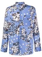 Neil Barrett Leopard Print Shirt - Blue