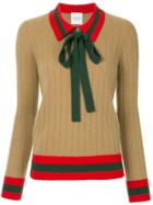 Madeleine Thompson Tie Neck Sweater - Brown