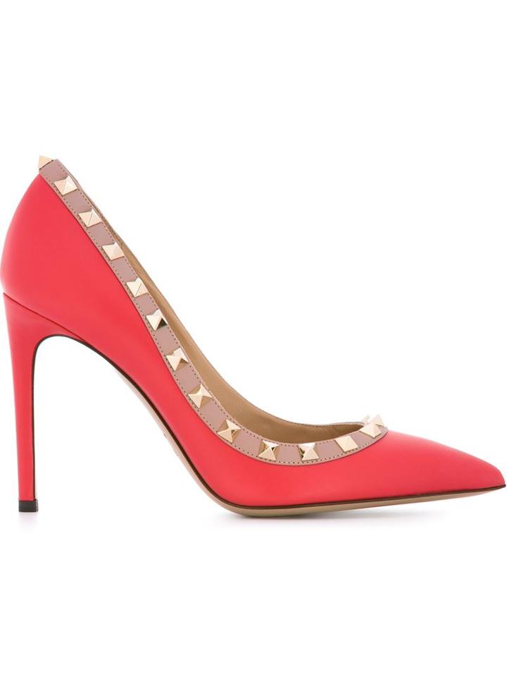 Valentino Garavani Rockstud Pumps, Women's, Size: 40, Red, Leather/metal Other
