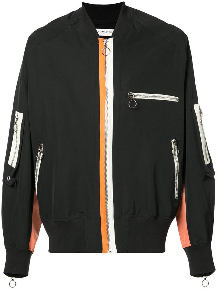 Mr. Completely - Multi-zip Bomber Jacket - Men - Cotton - Xl, Black, Cotton