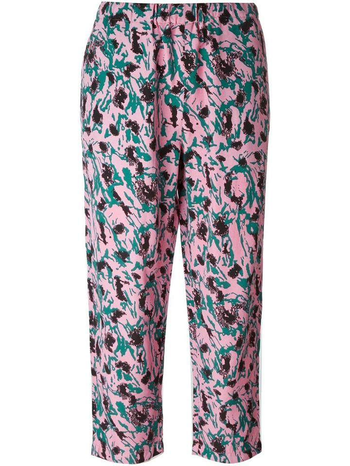 Marni Abstract Printed Cropped Trousers - Pink