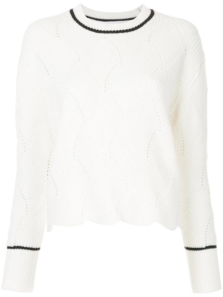 Le Ciel Bleu Contrast Trim Cable Knit Jumper - White