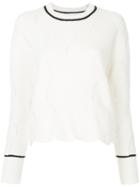 Le Ciel Bleu Contrast Trim Cable Knit Jumper - White