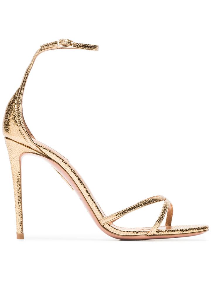 Aquazzura Gold Purist 105 Metallic Leather Sandals