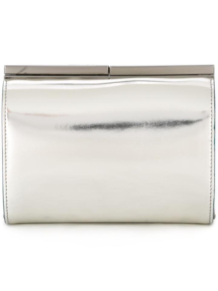 Jimmy Choo Cate Clutch, Women's, Grey, Satin/patent Leather