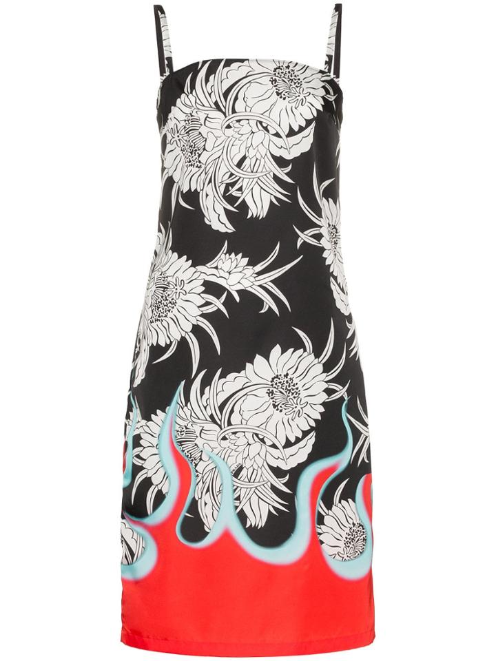 Prada Flame Hem Slip Dress - Black