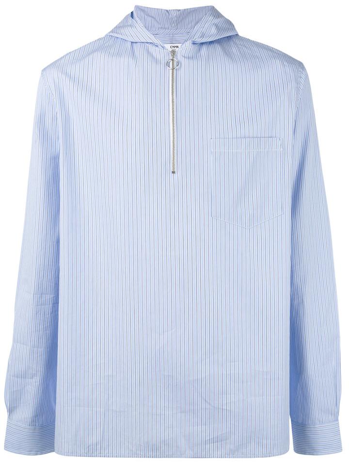 Cmmn Swdn - Will Hooded Shirt - Men - Cotton - 46, Blue, Cotton