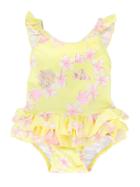 Sunuva - 'frangipani Frill' Swimsuit - Kids - Polyamide/polyester/spandex/elastane - 12-18 Mth, Yellow/orange