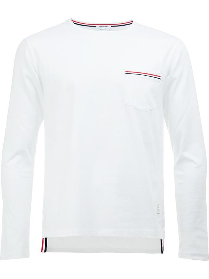 Thom Browne Long Sleeve T-shirt, Men's, Size: 4, White, Cotton