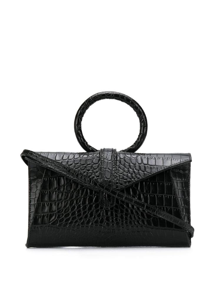 Complét Embossed Round Top Handle Bag - Black