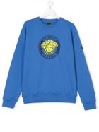 Young Versace Logo Print Sweatshirt - Blue