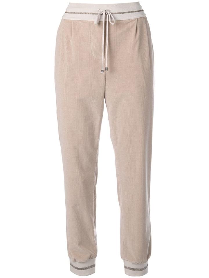 Lorena Antoniazzi Striped Waistband And Cuffs Joggers - Neutrals