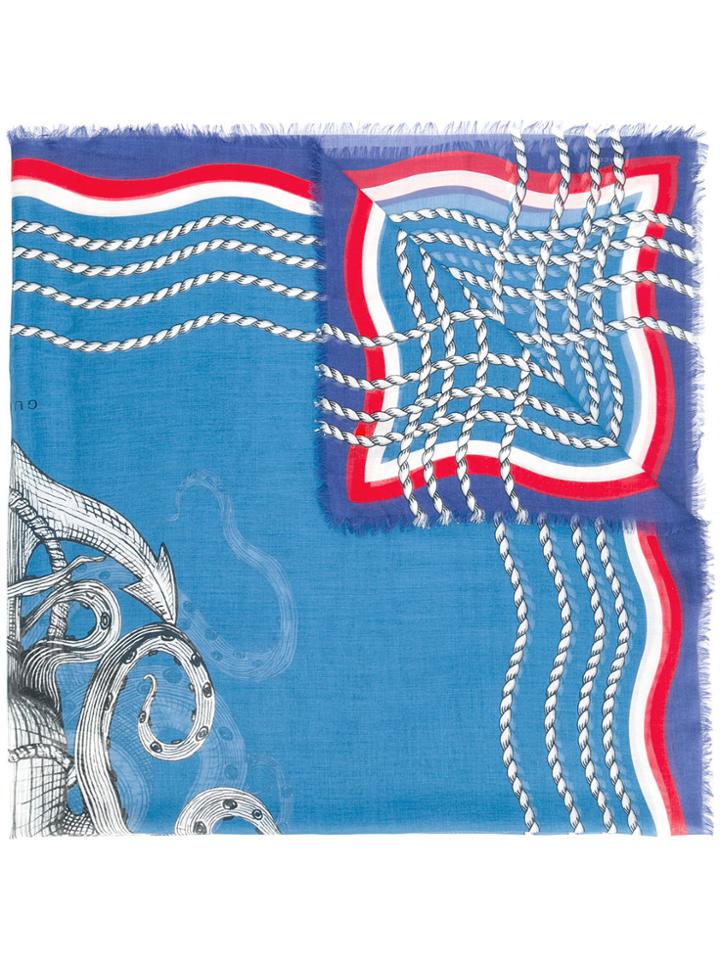 Gucci Tiger's Head Print Scarf - Blue