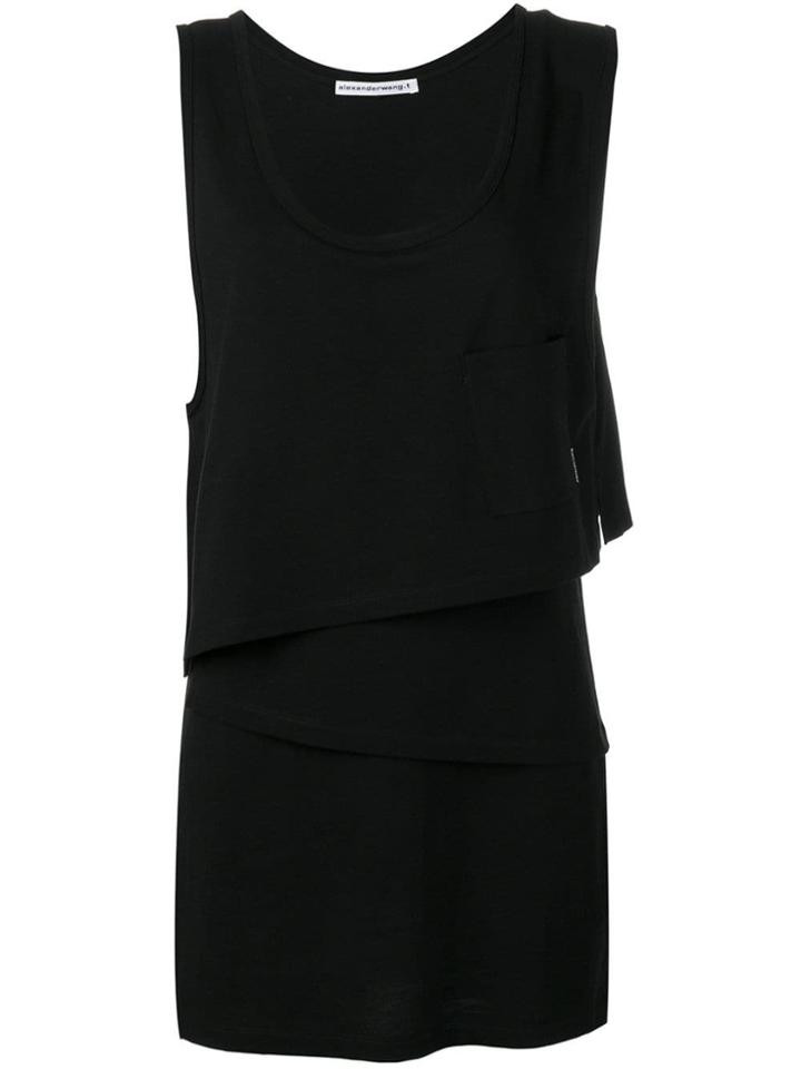 T By Alexander Wang Asymmetric Layered Shirt Dress - Black