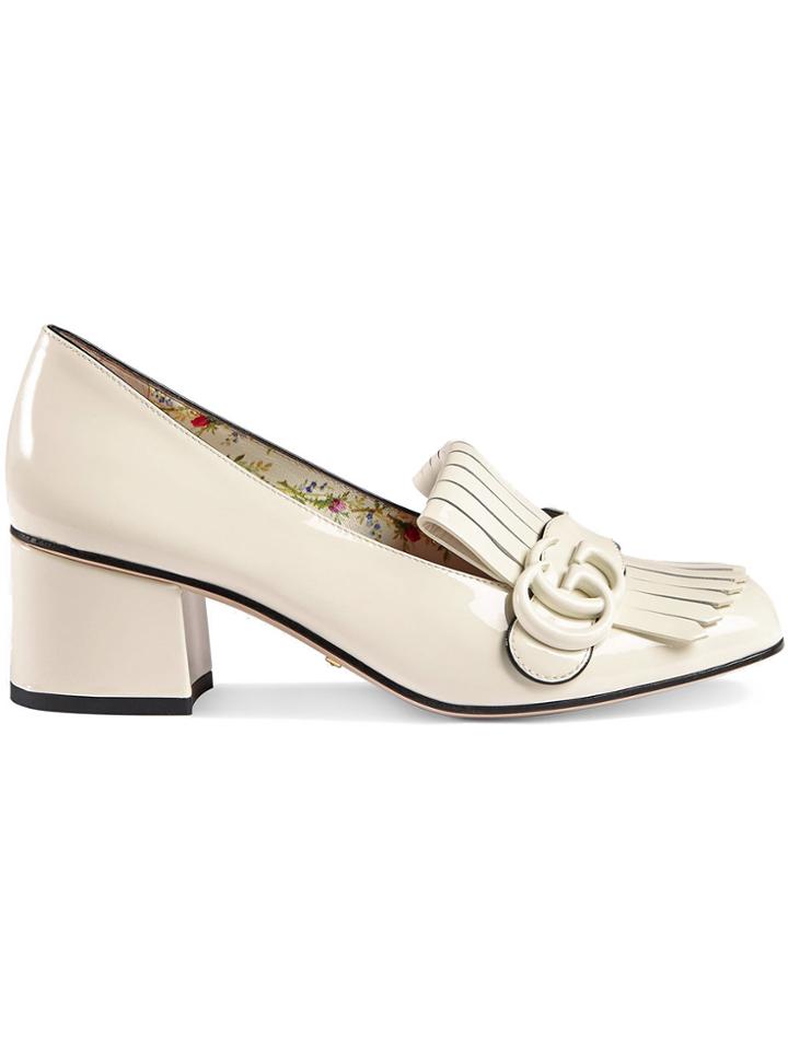 Gucci White Patent Leather Marmont 50 Pump