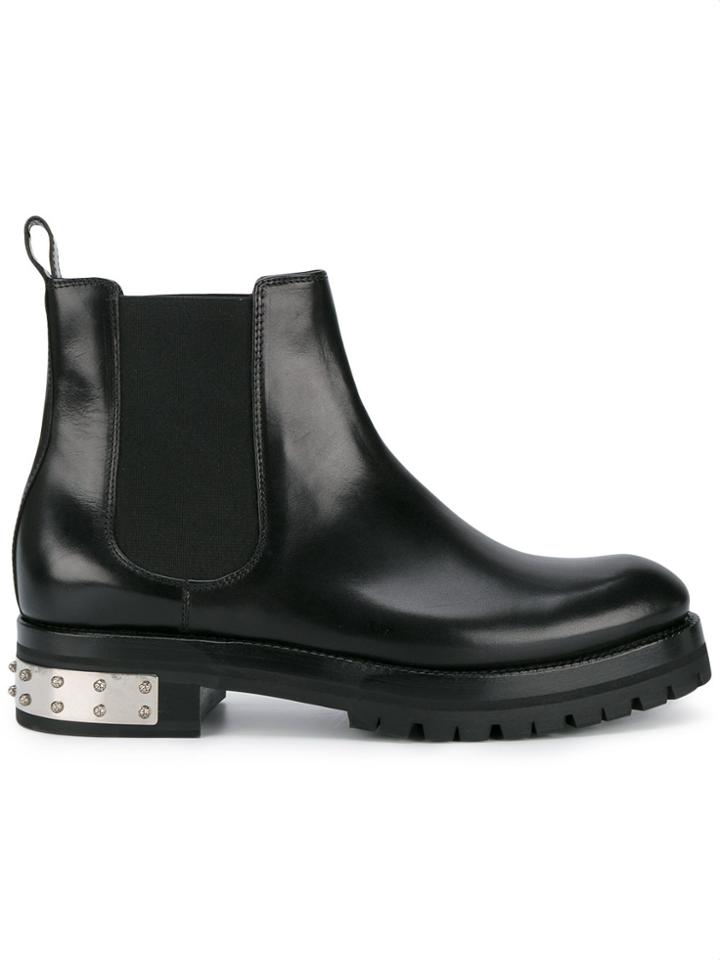 Alexander Mcqueen Black Mod Leather Ankle Boots