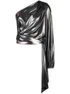 Michelle Mason One Sleeve Tie Waist Top - Metallic