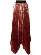 Alice+olivia Animal Print Pleated Skirt - Red