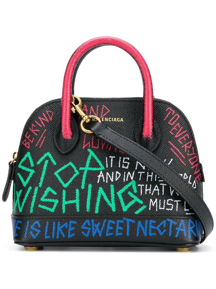 Balenciaga Ville Graffiti Xxs Bag - Black