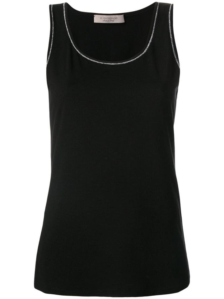 D.exterior Contrast Stitch Tank Top - Black