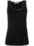 D.exterior Contrast Stitch Tank Top - Black