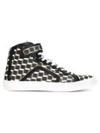 Pierre Hardy Cube Hi-top Sneakers, Men's, Size: 44, Black, Leather/rubber