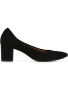 Lanvin Chunky Heel Pumps, Women's, Size: 37, Black, Goat Suede/cotton/bos Taurus/rubber