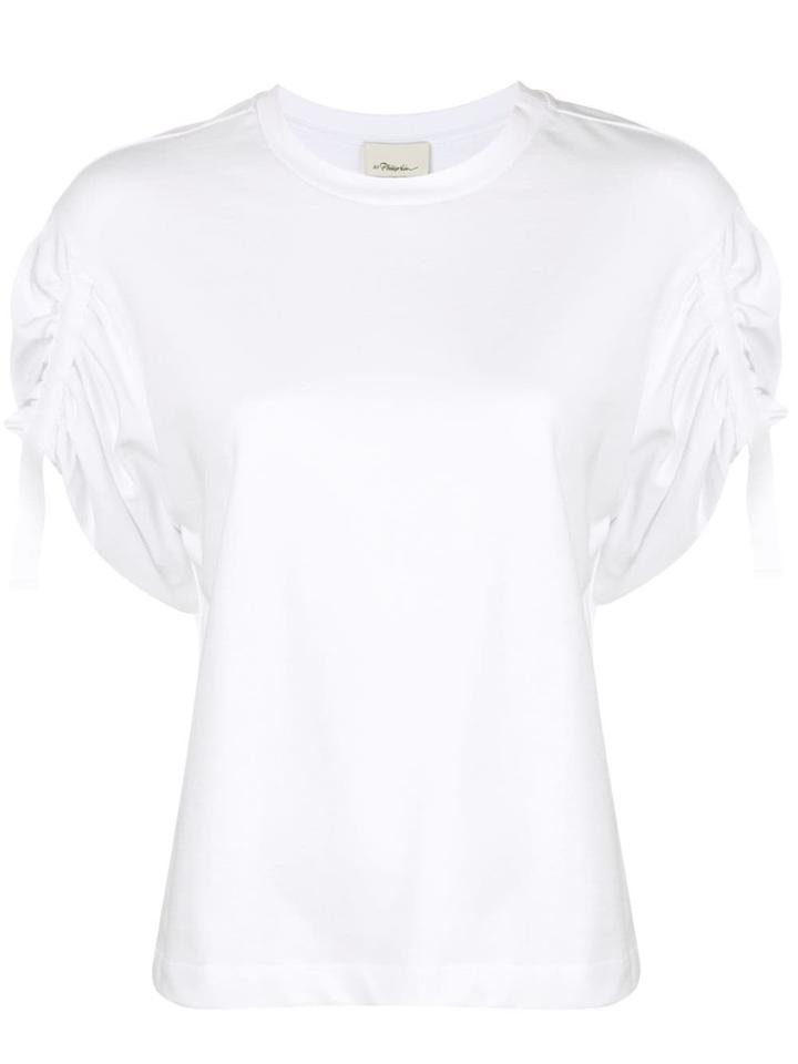 3.1 Phillip Lim Short Gathered Sleeve T-shirt - White
