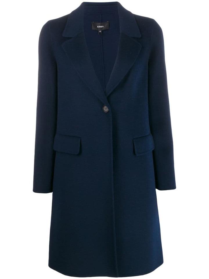 Arma Single Breasted Coat - Blue